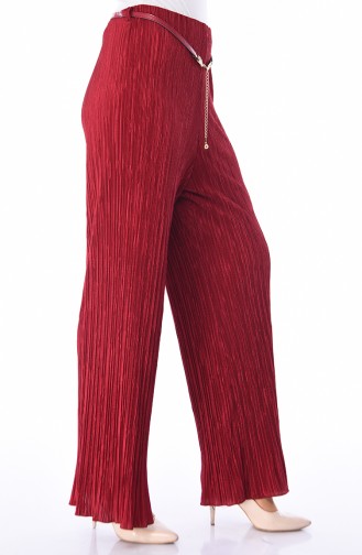 Belted Pleated wide-leg Trousers 7y1701700-03 Claret Red 7Y1701700-03