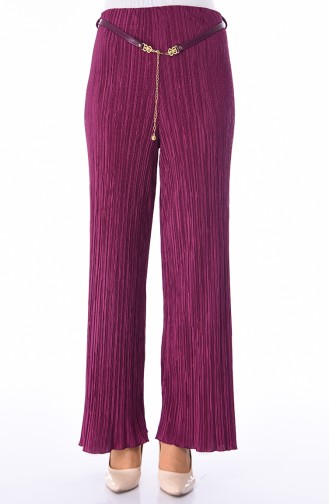 Belt Pleated wide-leg Trousers 7y1701700-04 Purple 7Y1701700-04
