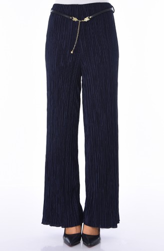 Belted Pleated wide-leg Trousers 7y1701700-06 Navy Blue 7Y1701700-06