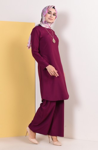 Tunik Pantolon İkili Takım 9013-20 Koyu Mürdüm