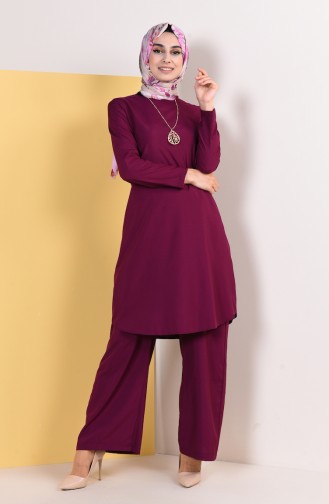 Tunik Pantolon İkili Takım 9013-20 Koyu Mürdüm