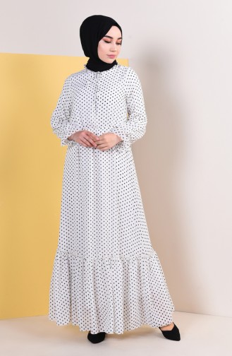 Ecru Hijab Dress 0143H-01
