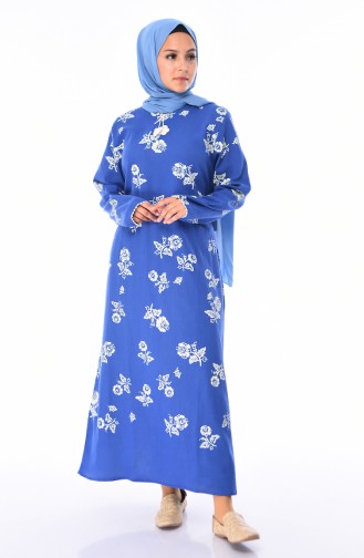 Robe a Motifs 0450-08 Bleu Roi 0450-08