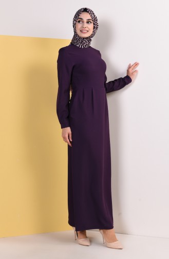Pileli Elbise 2033-02 Mor