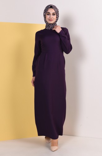 Pileli Elbise 2033-02 Mor