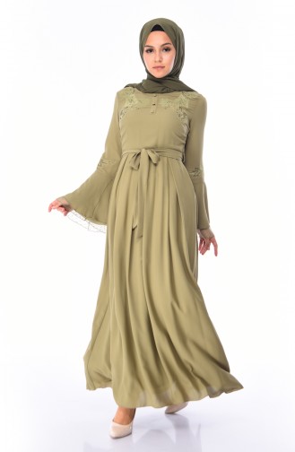Khaki Hijab Dress 8Y3834700-03