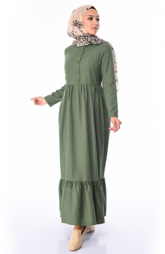 Dark Khaki Hijab Dress 9098-05