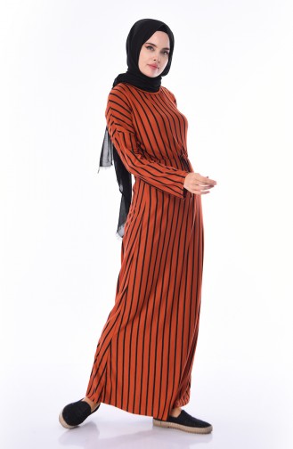 Ziegelrot Hijab Kleider 1091-01