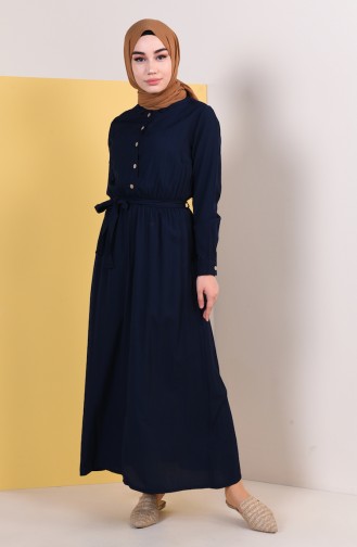 Navy Blue Hijab Dress 0688-05