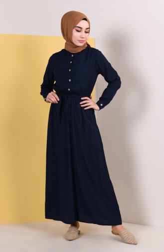 Navy Blue Hijab Dress 0688-05