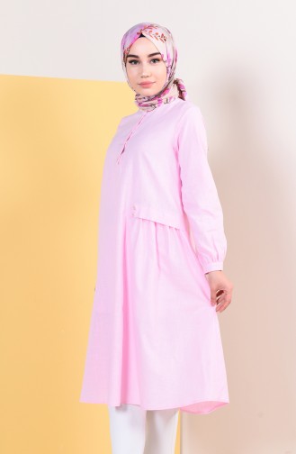 Yanı Büzgülü Tunik 4305-09 Pembe