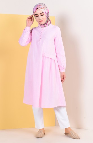 Yanı Büzgülü Tunik 4305-09 Pembe