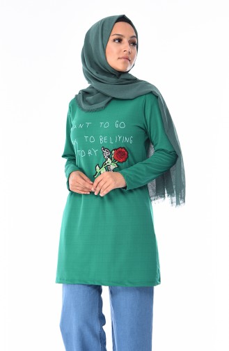 Baskılı Tunik 1447-01 Yeşil