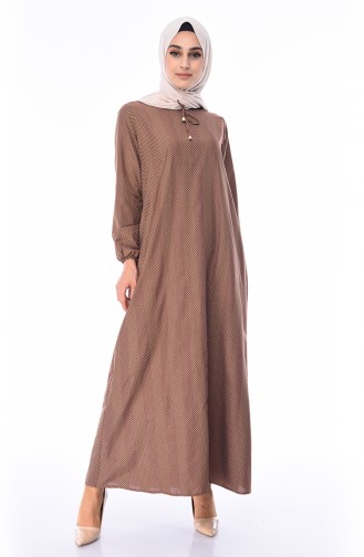 Robe Hijab Couleur Brun 9898B-01