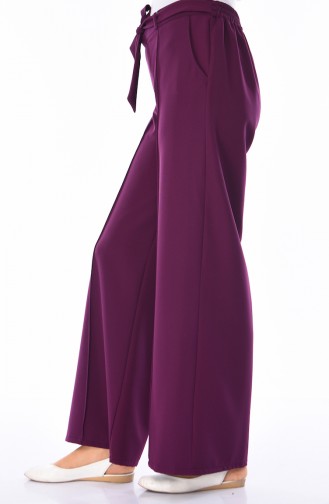 Belted wide-leg Trousers 3001-12 Plum 3001-12
