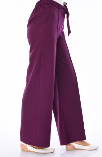 Belted wide-leg Trousers 3001-12 Plum 3001-12