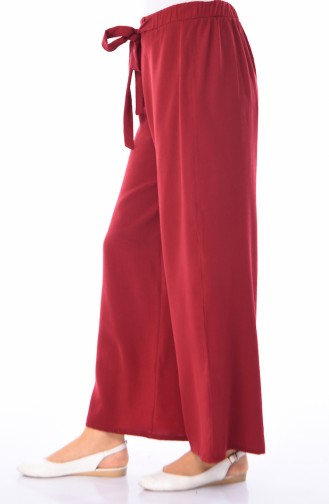 Elasticated Summer wide-leg Trousers 0689-01 Claret Red 0689-01