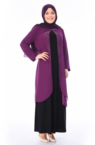 Light Purple Hijab Evening Dress 1046-05