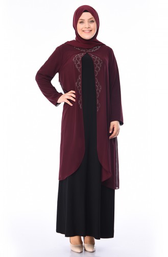 Cherry Hijab Evening Dress 1046-04