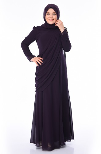 Purple Hijab Evening Dress 1132-02