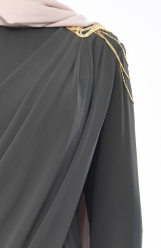 Khaki Hijab Evening Dress 1132-03