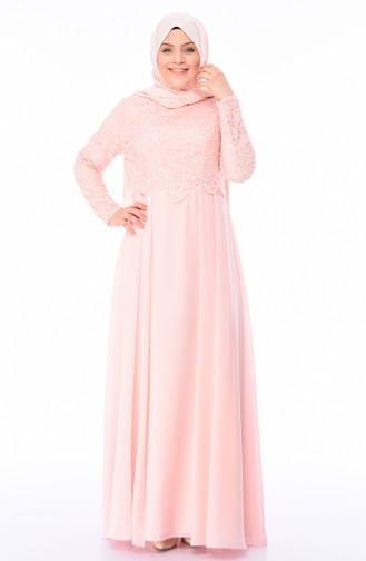 Lachsrosa Hijab-Abendkleider 1309-02