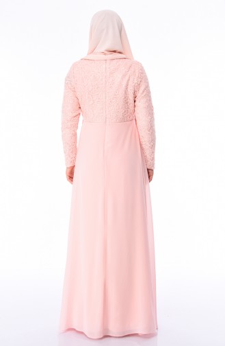 Salmon Hijab Evening Dress 1309-02