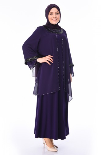 Purple Hijab Evening Dress 3145-01