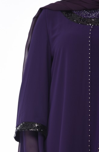 Purple Hijab Evening Dress 3145-01