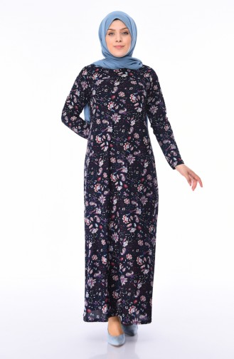 Navy Blue Hijab Dress 8825-03