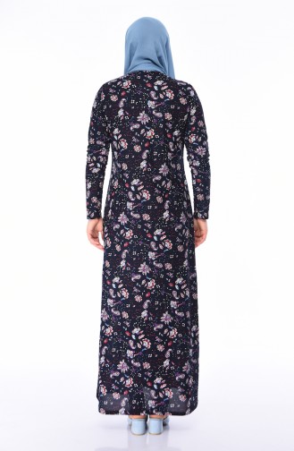 Navy Blue Hijab Dress 8825-03