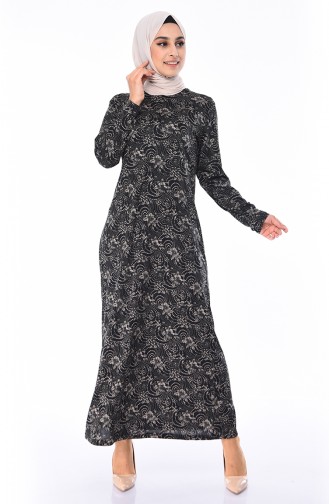 Schwarz Hijab Kleider 8827-01