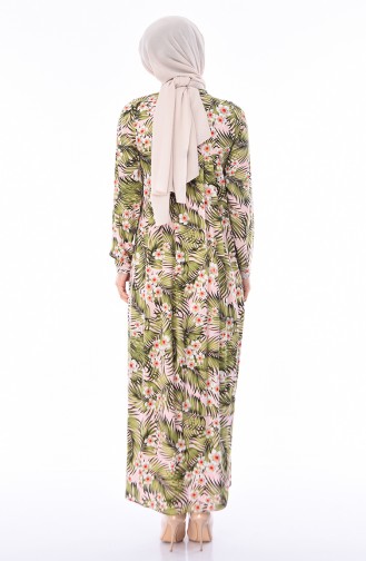 Khaki Hijab Kleider 4021B-01