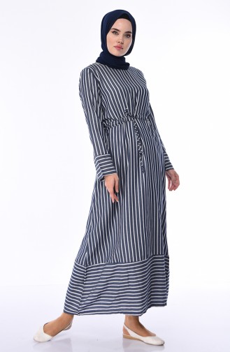 Navy Blue Hijab Dress 1090-05