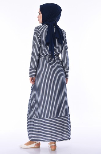 Navy Blue Hijab Dress 1090-05