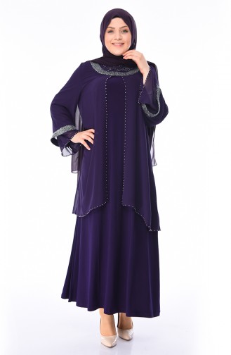 Robe de Soirée Perlées Grande Taille 3144-03 Pourpre 3144-03