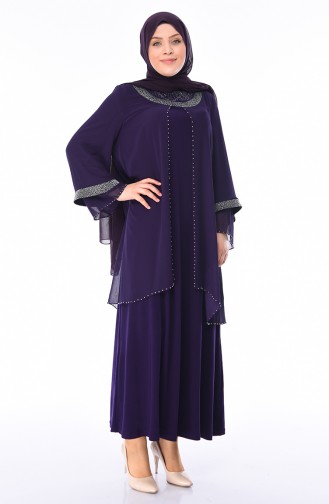 Purple Hijab Evening Dress 3144-03