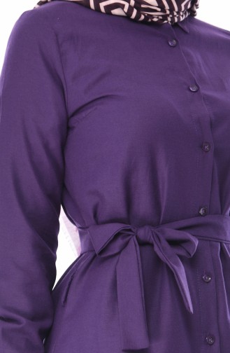 Minahill Buttoned Belted Tunic 8206-10 Purple 8206-10