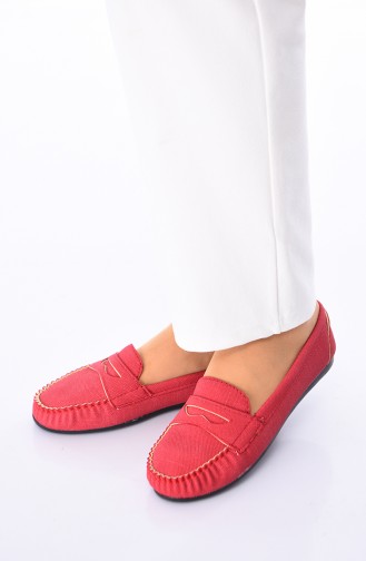 Red Woman Flat Shoe 101-16