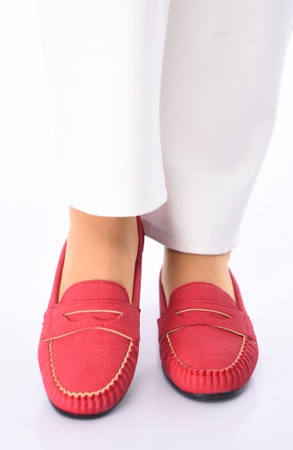 Red Woman Flat Shoe 101-16