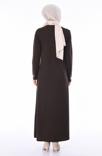 Abaya a Fermeture 99216-03 Vert Khaki 99216-03