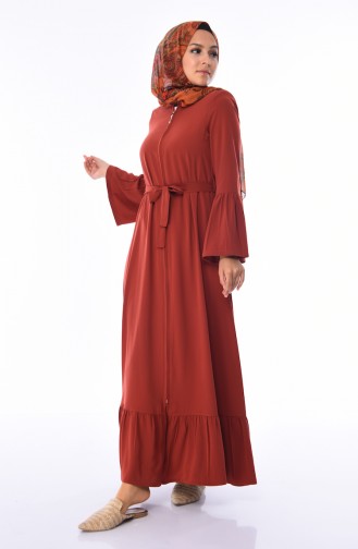 Abaya Manches Volante 6011-07 Brique 6011-07