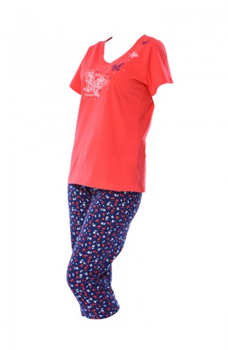 Damen Kurzarm Pyjama Set mit null Kragen  810135-01 Granatapfelfarbig 810135-01