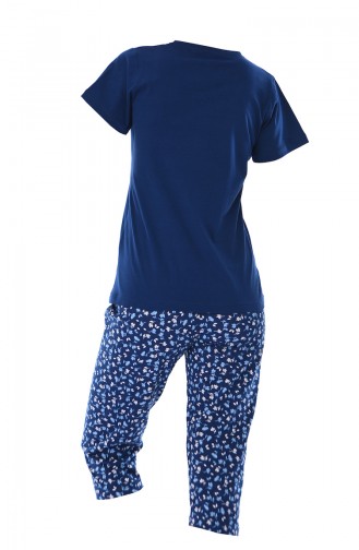 Damen Kurzarm Pyjama Set mit null Kragen  810135-02 Indigo 810135-02