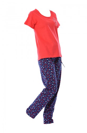 Damen Kurzarm Pyjama Set mit null Kragen 810136-01 Granatapfelfarbig 810136-01