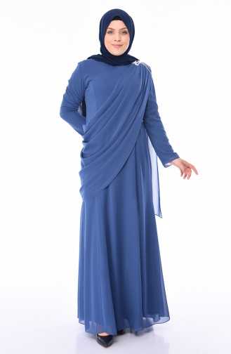 Indigo Hijab Evening Dress 1132-01
