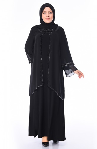 Black Hijab Evening Dress 3145-03