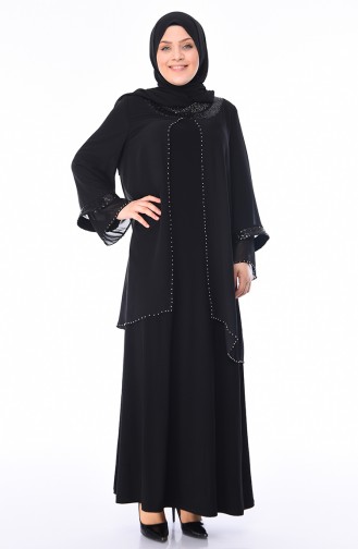 Black Hijab Evening Dress 3145-03