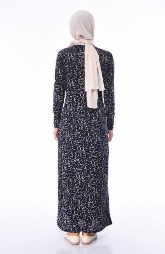 Gemustertes Kleid 8831-01 Dunkelblau 8831-01