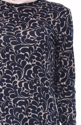 Gemustertes Kleid 8831-01 Dunkelblau 8831-01